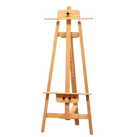 US Art Supply Extra Large Double Mast Wooden H-Frame Studio Floor Easel  with Artist Storage Tray - Adjustable, Tilts Flat, Premium Beechwood Canvas