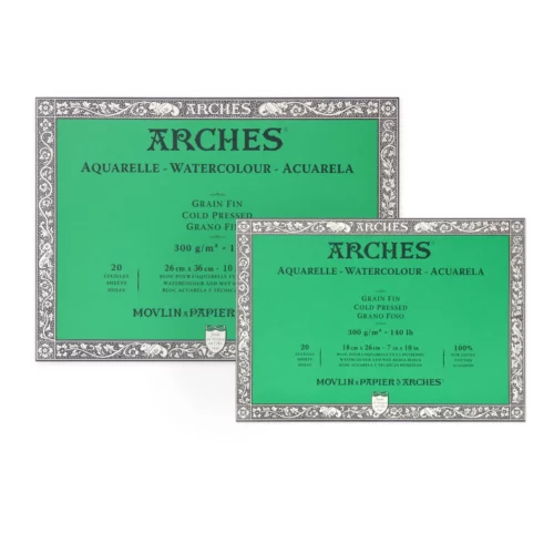 Bloc de papier aquarelle Arches 140lb/300g 8 x10 grain fin (cold pressed)  20 f. par