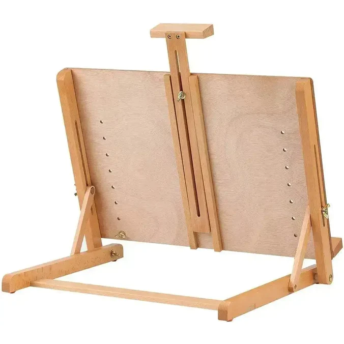 59CM Medium Multipurpose Beech Wood Foldable Table w/ Folding Steel Legs/Stand